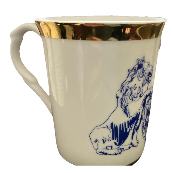 German Bayers Löwen Lion Crest coffee tea mug Porcelain Mug Gold Gilt, blue - Picture 11 of 15